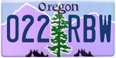 OR license plate 022RBW
