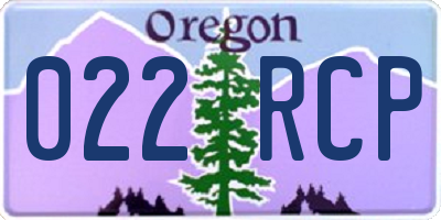 OR license plate 022RCP