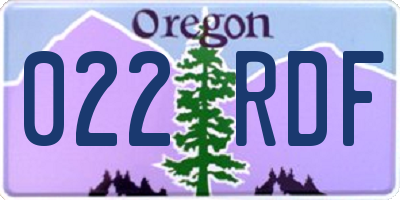 OR license plate 022RDF