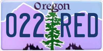 OR license plate 022RED