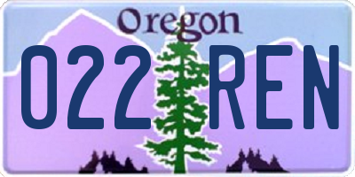 OR license plate 022REN