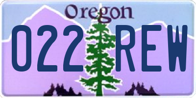 OR license plate 022REW