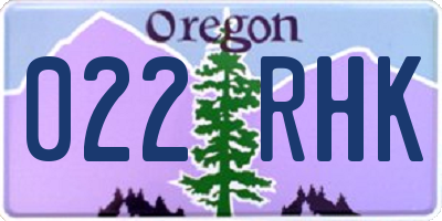 OR license plate 022RHK