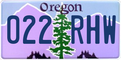OR license plate 022RHW
