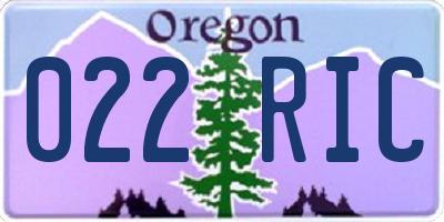 OR license plate 022RIC