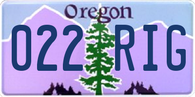 OR license plate 022RIG