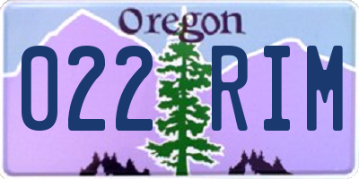 OR license plate 022RIM