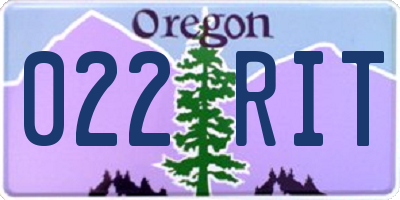 OR license plate 022RIT