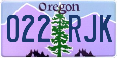 OR license plate 022RJK