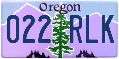 OR license plate 022RLK