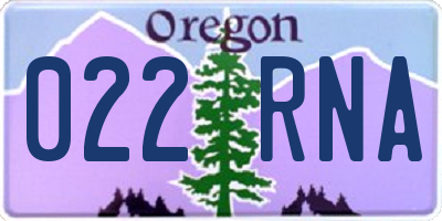OR license plate 022RNA