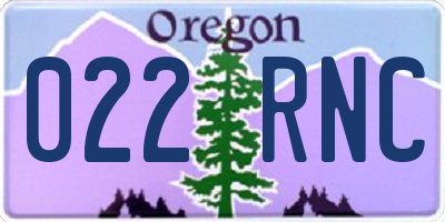OR license plate 022RNC