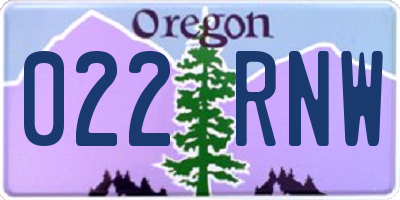 OR license plate 022RNW