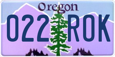 OR license plate 022ROK