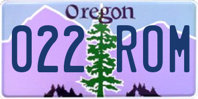 OR license plate 022ROM