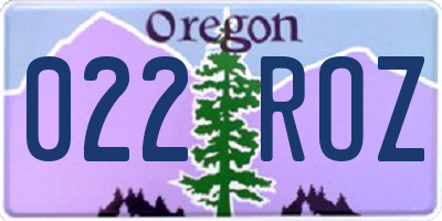 OR license plate 022ROZ