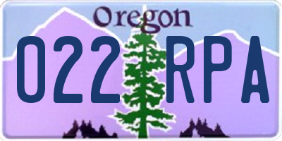 OR license plate 022RPA