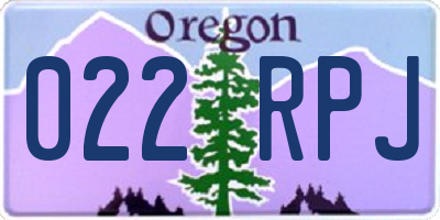 OR license plate 022RPJ