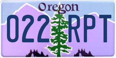 OR license plate 022RPT