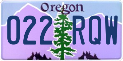 OR license plate 022RQW