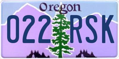 OR license plate 022RSK