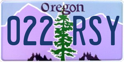 OR license plate 022RSY