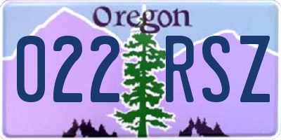 OR license plate 022RSZ
