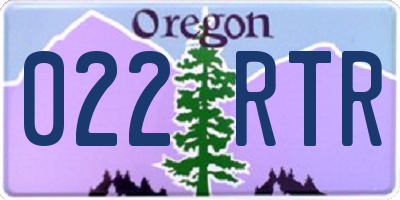 OR license plate 022RTR