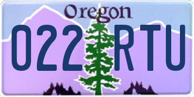 OR license plate 022RTU