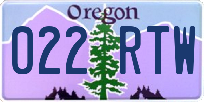 OR license plate 022RTW