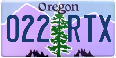 OR license plate 022RTX