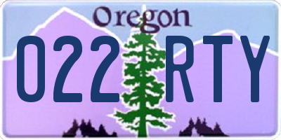 OR license plate 022RTY
