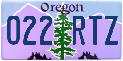 OR license plate 022RTZ