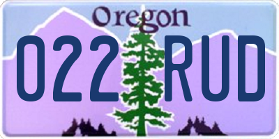 OR license plate 022RUD