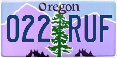 OR license plate 022RUF