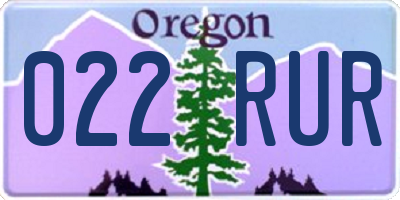 OR license plate 022RUR