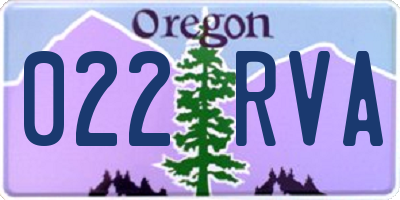 OR license plate 022RVA