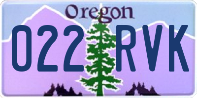 OR license plate 022RVK