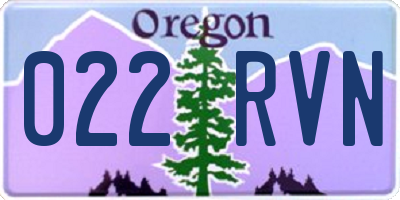OR license plate 022RVN