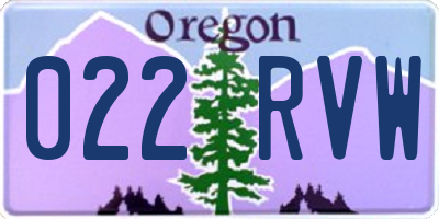 OR license plate 022RVW