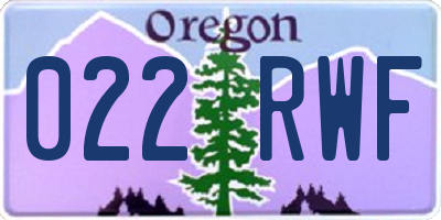 OR license plate 022RWF