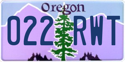 OR license plate 022RWT