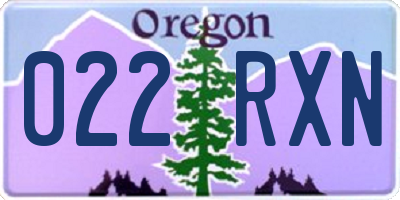OR license plate 022RXN