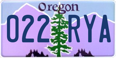 OR license plate 022RYA