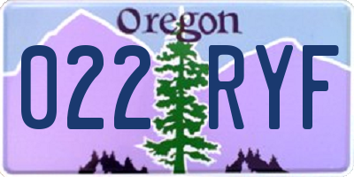 OR license plate 022RYF