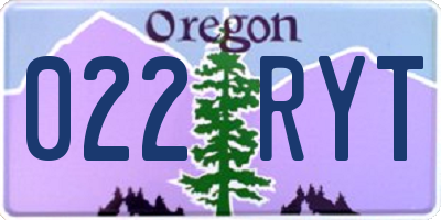 OR license plate 022RYT
