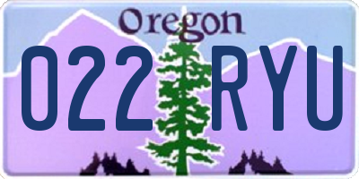 OR license plate 022RYU