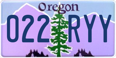 OR license plate 022RYY
