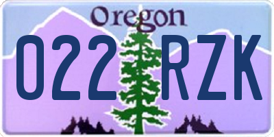OR license plate 022RZK