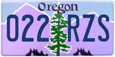 OR license plate 022RZS